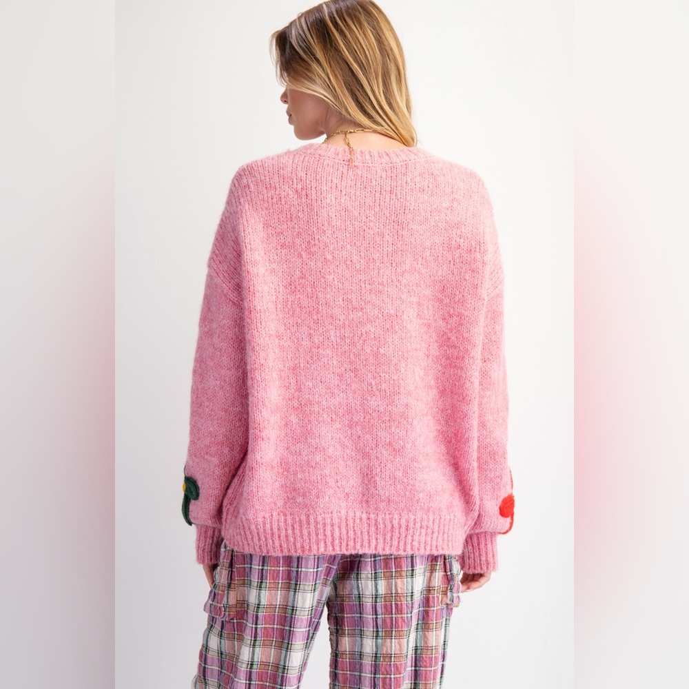 29. EASEL LAST 1! COST 🛑 flower floral mixed oversized sweater pink multicolor - Picture 2 of 2